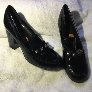 MARC FISHER Patent Leather Block High Heel Loafers Size 7.5